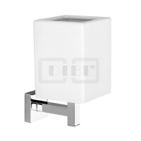 DIBLaccessoires Eckiger Messing-Wand-Zahnputzbecher, mit handgefertigtem Keramik-Becher