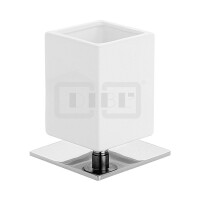 DIBLaccessoires Eckiger Messing-Stand-Zahnputzbecher, mit handgefertigtem Keramik-Becher