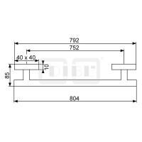DIBLaccessoires Eckiger Messing-Badetuchhalter 800 mm