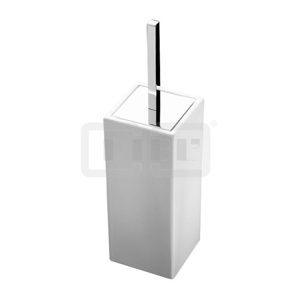 DIBLaccessoires Eckige Stand-Toilettenbürstengarnitur, mit handgefertigtem, eckigem Keramik-Bürstenbecher