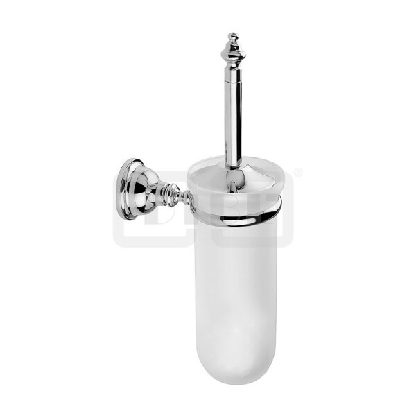 DIBLaccessoires Retro-Messing-Wand-Toilettenbürstengarnitur, mit Bürstenbecher aus Kristallglas