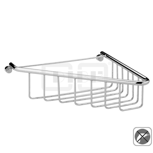 DIBLaccessoires Messing-Eck-Duschkorb 210 mm x 180 mm x 50 mm, zum Kleben - keine Wandbohrung notwendig