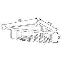 DIBLaccessoires Messing-Eck-Duschkorb 210 mm x 180 mm x 50 mm, zum Kleben - keine Wandbohrung notwendig