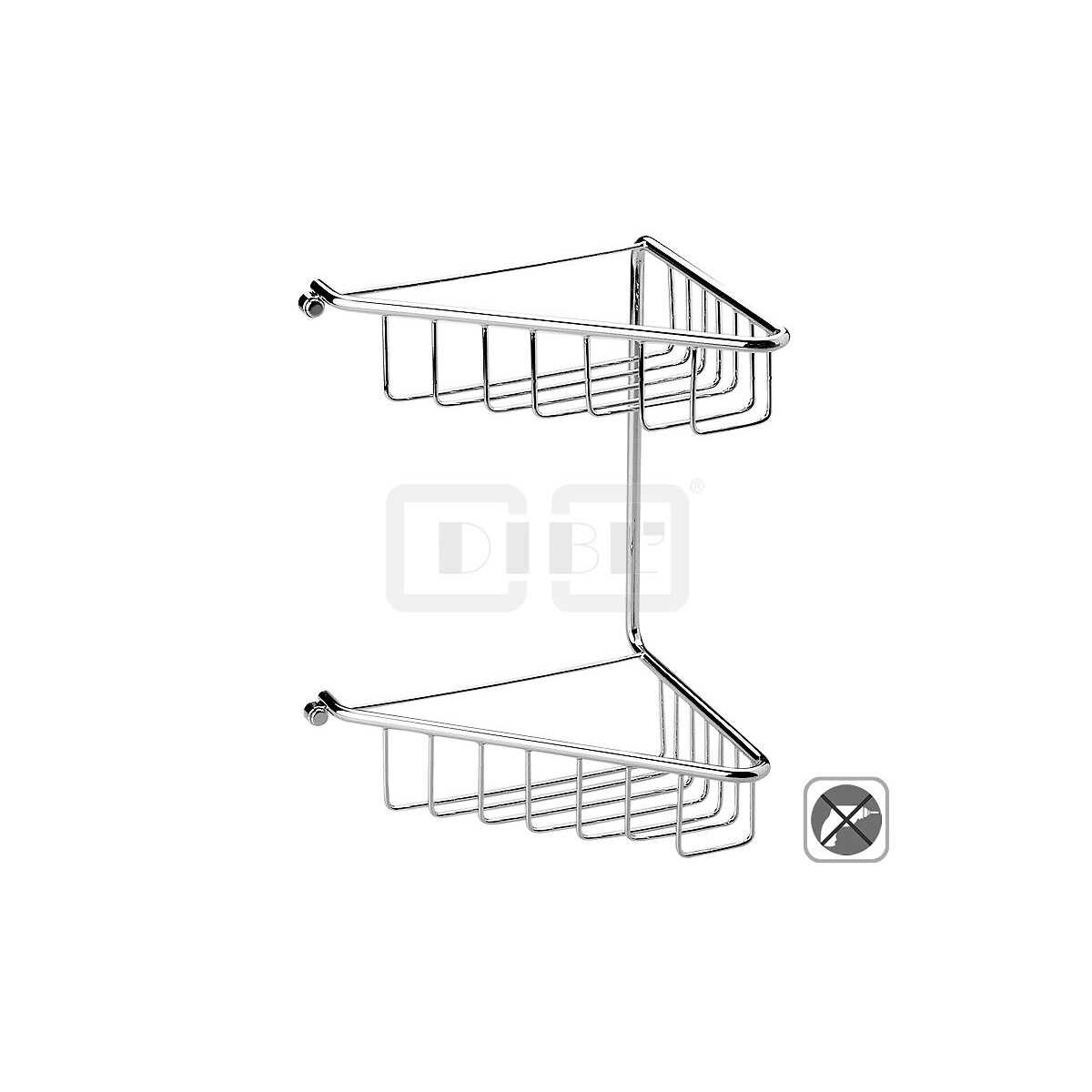 DIBLaccessoires Messing-Eck-Duschkorb 200 mm x 120 mm x 290 