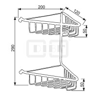DIBLaccessoires Messing-Eck-Duschkorb 200 mm x 120 mm x 290 mm