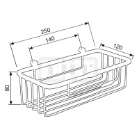 DIBLaccessoires Gerader Messing-Duschkorb 250 mm x 120 mm x 80 mm