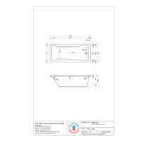 Rechteckbadewanne Andorra, 170 x 75 x 45 cm, weiß