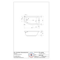 Raumsparwanne Flo, 150 x 85 x 45,5 cm, weiß, rechts