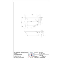 Raumsparwanne Flo, 160 x 95 x 45,5 cm, weiß, links