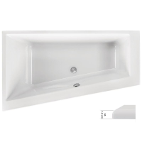 Raumsparwanne Malibu Top Slim, 170 x 100 x 46,5 cm, weiß Ausführung links