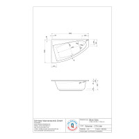 Raumsparwanne Sliver, 160 x 100 x 42 cm, weiß, links
