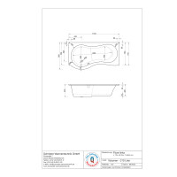 Kombibadewanne Flore, 170 x 90 x 42 cm, weiß, links