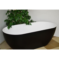 Freistehende Ovalwanne Golem O, 170 x 80 x 44,5 cm, schwarz matt mit festintegrierter Schürze Überlaufdesign Slot