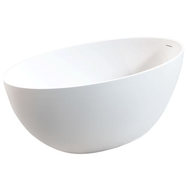 Freistehende Designbadewanne Golem E, 160,5 x 85 x 46 cm, schneeweiß matt  mit festintegrierter Schürze Überlaufdesign Slot