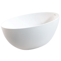 Freistehende Designbadewanne Golem E, 160,5 x 85 x 46 cm, schneeweiß matt  mit festintegrierter Schürze Überlaufdesign Slot