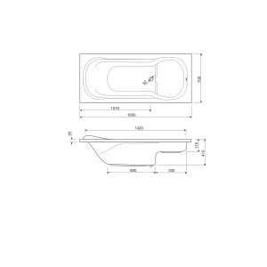 Sitzbadewanne Sava S, 160 x 70 x 41 cm, weiß