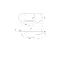 Sitzbadewanne Sava S, 160 x 70 x 41 cm, weiß