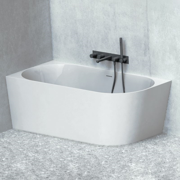 Vorwandwanne Golem Wall, 160 x 74,5 x 58,5 cm, schneeweiß matt  Ausführung links, mit festintegrierter Schürze