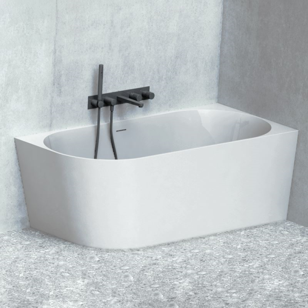 Vorwandwanne Golem Wall, 160 x 74,5 x 58,5 cm, weiß glanz  Ausführung rechts, mit festintegrierter Schürze