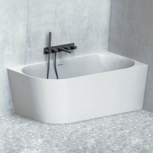 Vorwandwanne Golem Wall, 160 x 74,5 x 58,5 cm, schneeweiß matt  Ausführung rechts, mit festintegrierter Schürze