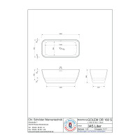 Freistehende Designbadewanne Golem OR, 160 x 75,5 x 56,5 cm, cremeweiß matt