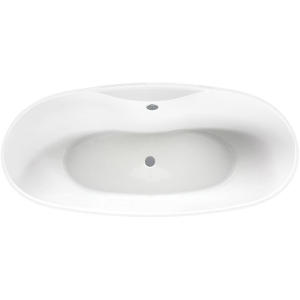 Freistehende Ovalbadewanne Amazonas, 179 x 83 x 60 cm, weiß  mit festintegrierter Schürze, Füße, Excenter Ab- und Überlaufgarnitur