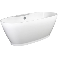 Freistehende Ovalbadewanne Amazonas, 179 x 83 x 60 cm, weiß  mit festintegrierter Schürze, Füße, Excenter Ab- und Überlaufgarnitur
