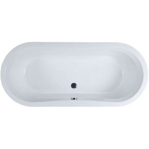 Freistehende Ovalbadewanne Seine, 178 x 78,5 x 59 cm, weiß  mit festintegrieter Schürze, Füße und Ab- und Überlaufgarnitur