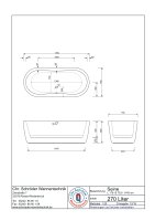 Freistehende Ovalbadewanne Seine, 178 x 78,5 x 59 cm, weiß  mit festintegrieter Schürze, Füße und Ab- und Überlaufgarnitur