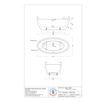 Freistehende Badewanne Britt, 190 x 94 x 60 cm, weiß  mit festintegrierter Schürze zur freistehenden Montage inkl. Fußgestell und Multiplex