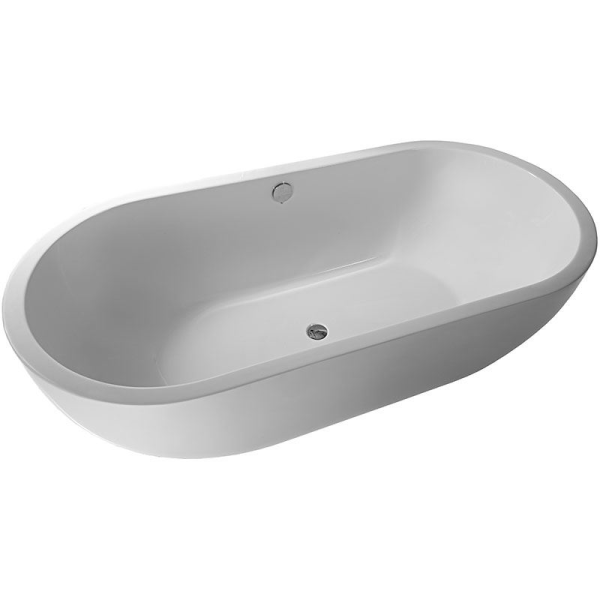 Freistehende Badewanne Rens, 189 x 89,5 x 62 cm, weiß  mit festintegrierter Schürze zur freistehenden Montage inkl. Fußgestell und Multiplex