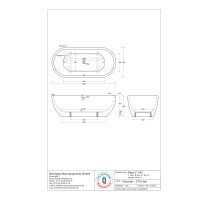 Freistehende Badewanne Rens, 189 x 89,5 x 62 cm, weiß  mit festintegrierter Schürze zur freistehenden Montage inkl. Fußgestell und Multiplex