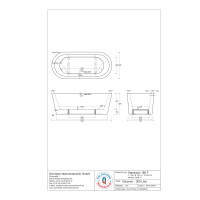 Freistehende Badewanne Separado, 179 x 79,5 x 62 cm, weiß  mit festintegrierter Schürze zur freistehenden Montage
