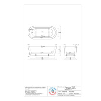 Freistehende Badewanne Separado, 170 x 80 x 58 cm, weiß  mit festintegrierter Schürze zur freistehenden Montage