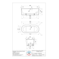 Freistehende Badewanne Themse Fine F, 180 x 80 x 60 cm, weiß  mit festintegrierter Schürze zur freistehenden Montage