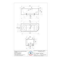 Vorwandwanne Themse Fine VL, 178,5 x 80 x 60 cm, weiß Version links mit festintegrierter Schürze