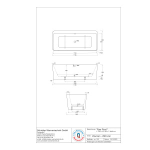Freistehende Badewanne Tiber Fine F, 180 x 80 x 60 cm, weiß  mit festintegrierter Schürze zur freistehenden Montage