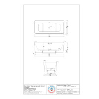 Freistehende Badewanne Tiber Fine F, 180 x 80 x 60 cm, weiß  mit festintegrierter Schürze zur freistehenden Montage