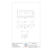 Vorwandwanne Tiber Fine V, 180 x 80 x 60 cm, weiß  mit festintegrierter Schürze