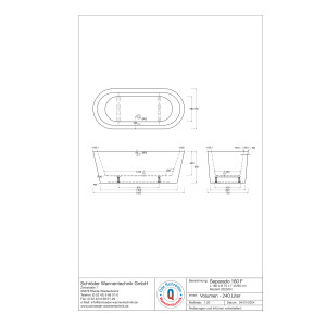 Freistehende Badewanne Separado, 160 x 75 x 60 cm, weiß  mit festintegrierter Schürze zur freistehenden Montage
