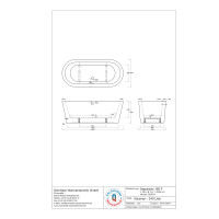 Freistehende Badewanne Separado, 160 x 75 x 60 cm, weiß  mit festintegrierter Schürze zur freistehenden Montage
