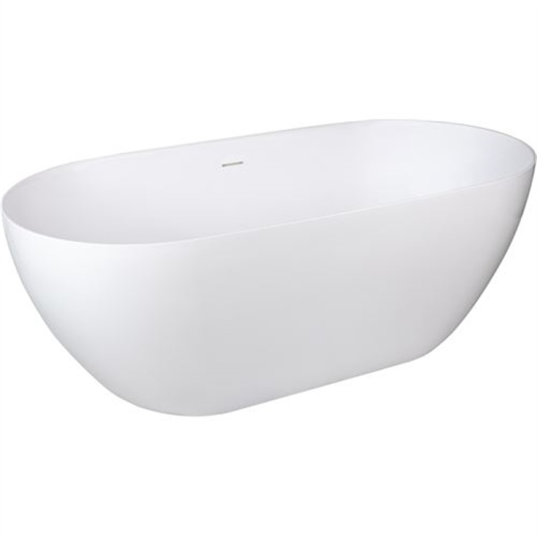 Freistehende Ovalwanne Golem Style O, 161 x 76 x 56,5 cm, schneeweiß matt  mit festintegrierter Schürze inkl. Siphon, Ablaufgarnitur