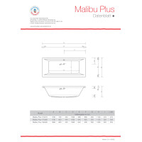 Rechteckwanne Malibu Plus, 170 x 75 x 44,5 cm, weiß