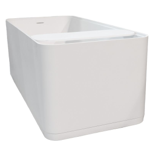 Freistehende Designwanne Golem Comfort, 160 x 73,5 x 59,5 cm, schneeweiß matt  mit festintegrierter Schürze Überlaufdesign Slot