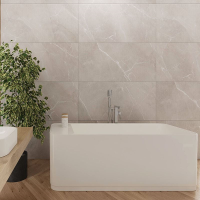 Freistehende Designwanne Golem Comfort, 160 x 73,5 x 59,5 cm, schneeweiß matt  mit festintegrierter Schürze Überlaufdesign Slot