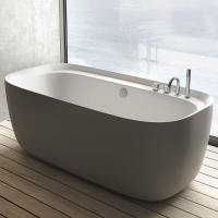 Freistehende Badewanne Ovalwanne Lutter, 170 x 84,5 x 65,5 cm, weiß  mit festintegrierter Schürze