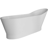 Freistehende Badewanne Ovalwanne Golem Classic, 172 x 70 x 77,5 cm, schneeweiß matt, integrierter Schürze, Überlaufdesign Slot