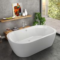 Freistehende Badewanne Ovalwanne Kupa O, 190 x 120 x 62,5 cm, weiß  mit festintegrierter Schürze zur freistehenden Montage