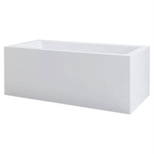 Freistehende Badewanne Rechteckwanne Lupor, 180 x 90 x 66 cm, weiß  mit fugenloser Schürze