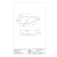 Raumsparwanne Lupor, 180 x 80 x 60 cm, weiß links Ausführung links mit fugenloser Schürze